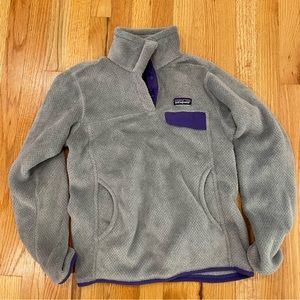 PATAGONIA grey and purple half button fleece